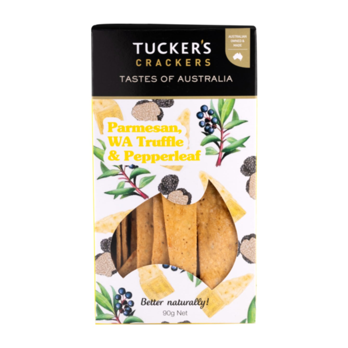 Tucker's Artisan Crackers - Parmesan Cheese WA Truffle & Pepper Leaf