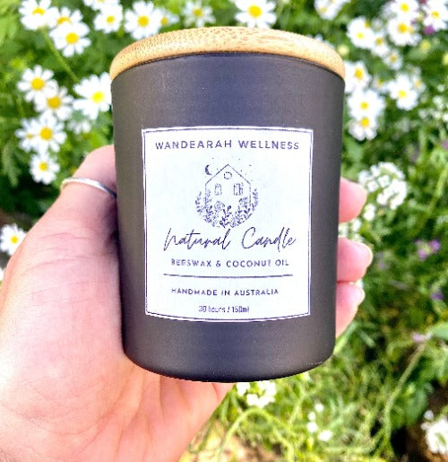 Beeswax Candle - 150g / 30 h - Wandearah Wellness - Unscented