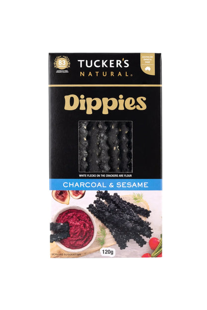 Tucker's Artisan Crackers - Dippies Charcoal & Sesame - 120g