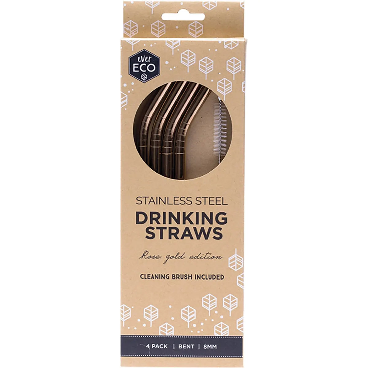 Stainless Steel Straw - Rose Gold - Bent - 4 pack - Ever Eco - Default Title