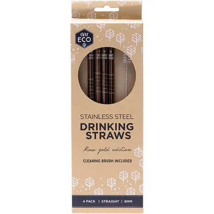 Ever Eco - Stainless Steel Straw - Rose Gold - Straight - 4 pack