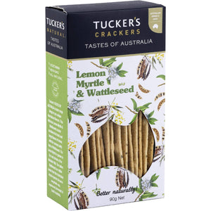 Tuckers Natural Crackers - 90g - Lemon Myrtle & Wattle seed