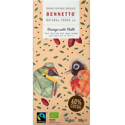 Organic Fairtrade Chocolate - Bennetto - Orange with Chilli