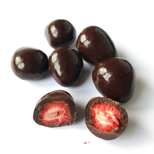 Freeze Dried Strawberry - Dark Choc Coated - Bulk - per 10g -