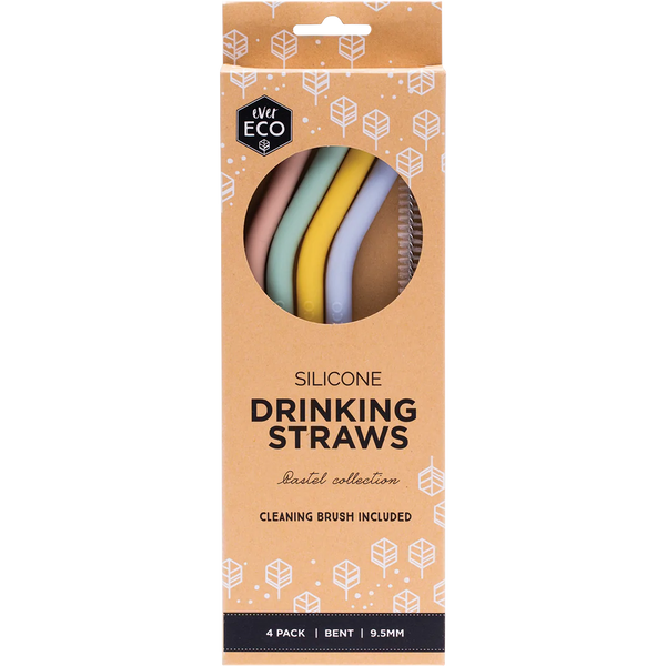 Ever Eco - Silicone Straws - 4 pack - Bent / Pastel