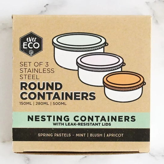Stainless Round Container - 3 pack - Ever Eco - Spring Pastels