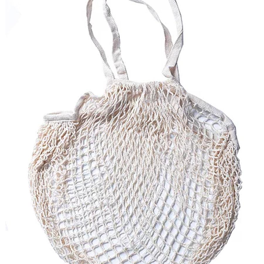 Long Handle String Bag - Apple Green Duck - Cream/Natural