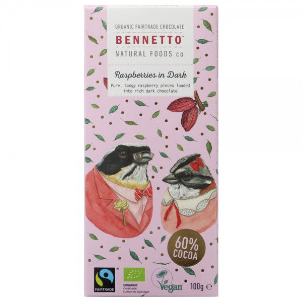 Bennetto - Organic Fairtrade Chocolate - 100g - Dark Raspberry