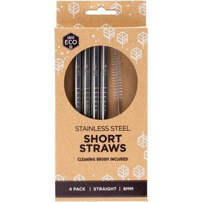 Ever Eco - Stainless Steel Straws - Silver / Short - 4 Pack