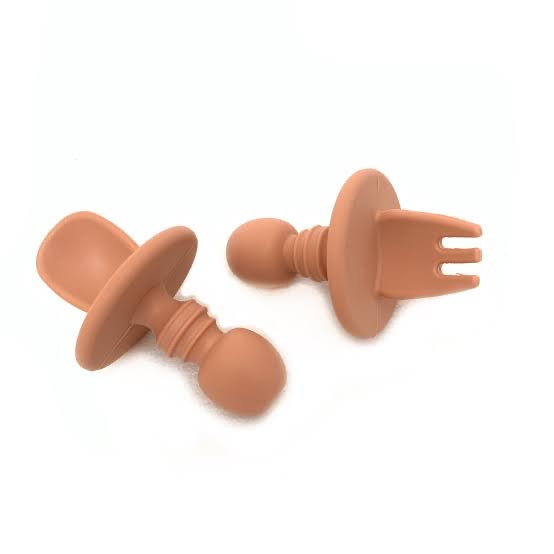 Little Mashies - Baby Cutlery and Plates Set - Blush pink / Cutlery Set