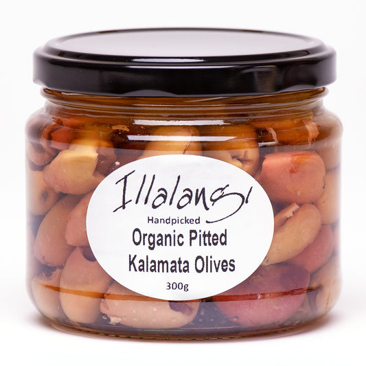 Kalamata Olives - SA Organic -Illalangi Handpicked - 300g - Pitted
