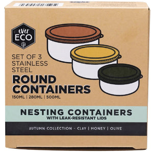 Ever Eco - Stainless Round Container - 3 pack - Autumn