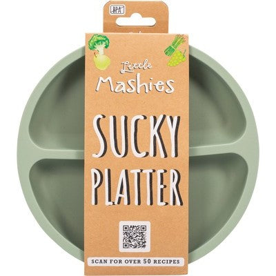Little Mashies - Baby Cutlery and Plates Set - Olive / Sucky Platter