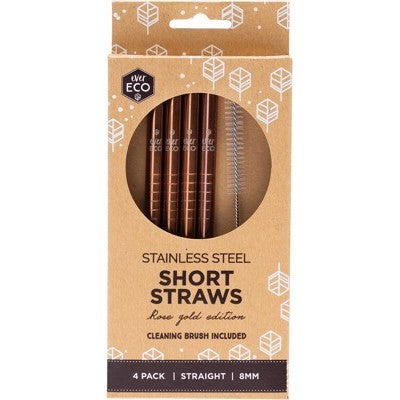 Ever Eco - Stainless Steel Straws - Rose Gold / Short - 4 Pack
