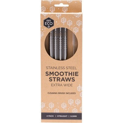 Ever Eco - Stainless Steel Straws - Silver / Smoothie - 4 Pack