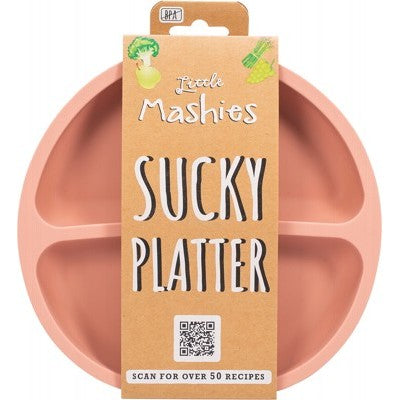 Little Mashies - Baby Cutlery and Plates Set - Blush pink / Sucky Platter
