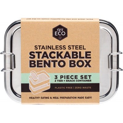 Bento Box - Stackable 2 Tier 3 piece- 1200ml - Ever Eco - Default Title