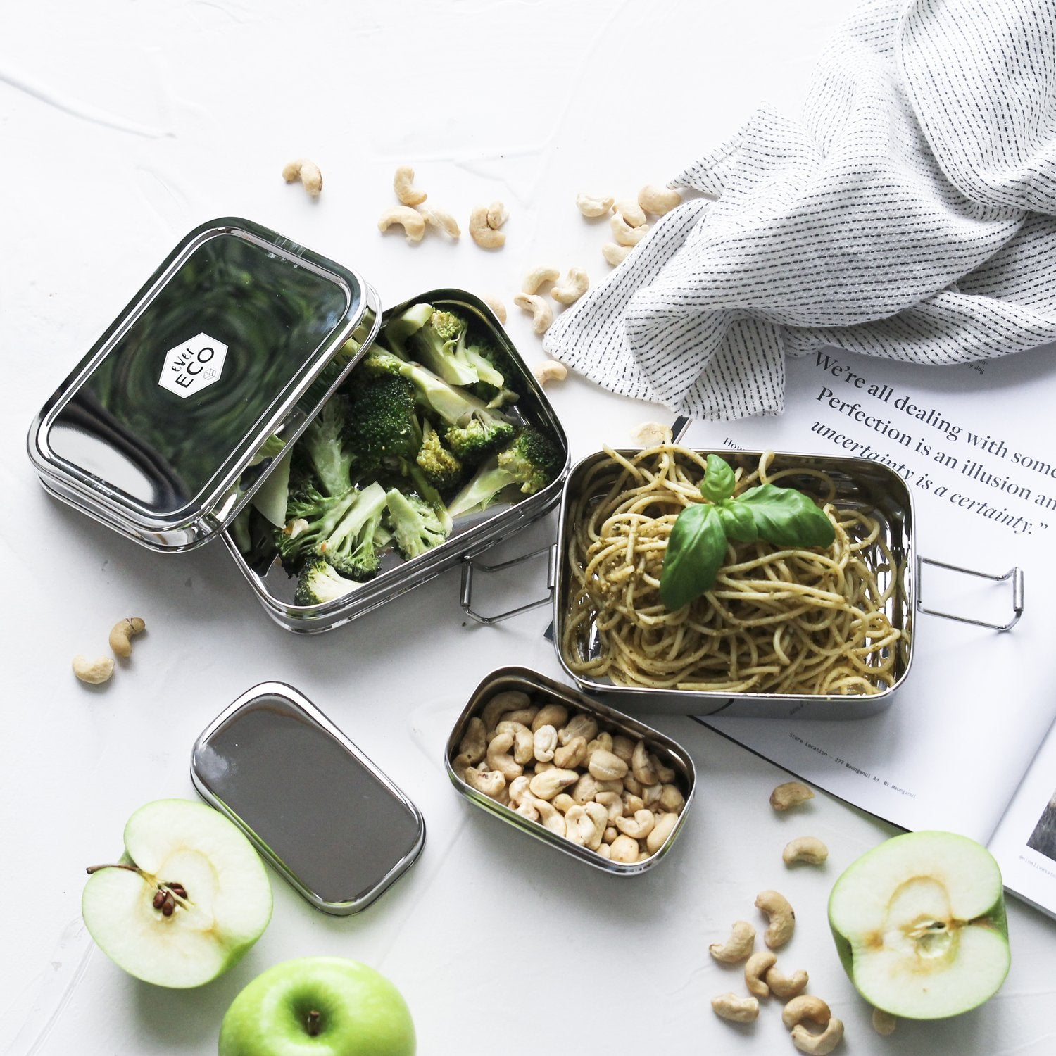 Bento Box - Stackable 2 Tier 3 piece- 1200ml - Ever Eco - Default Title